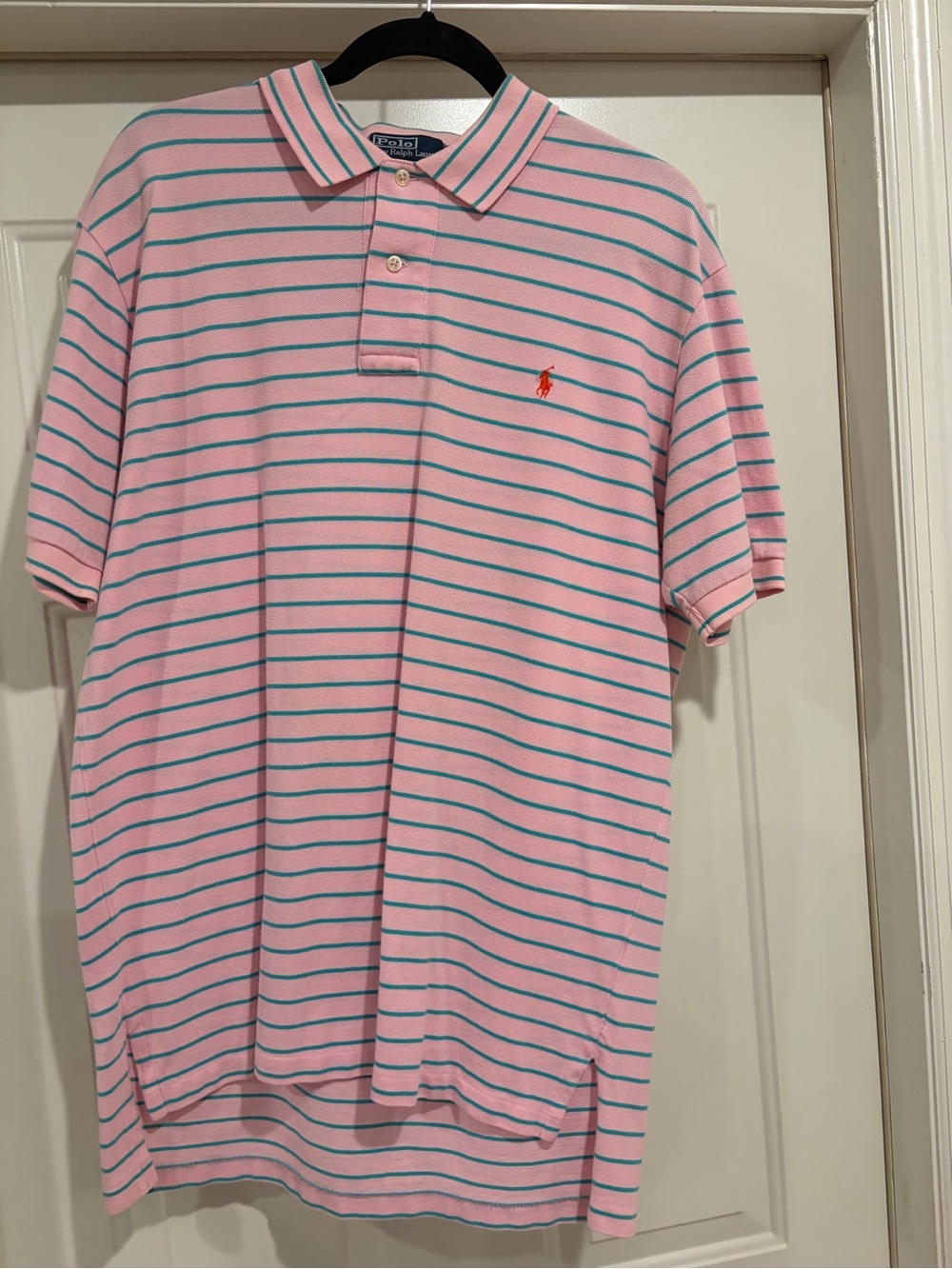 Polo by Ralph Lauren Pink Polo with Teal Stripes